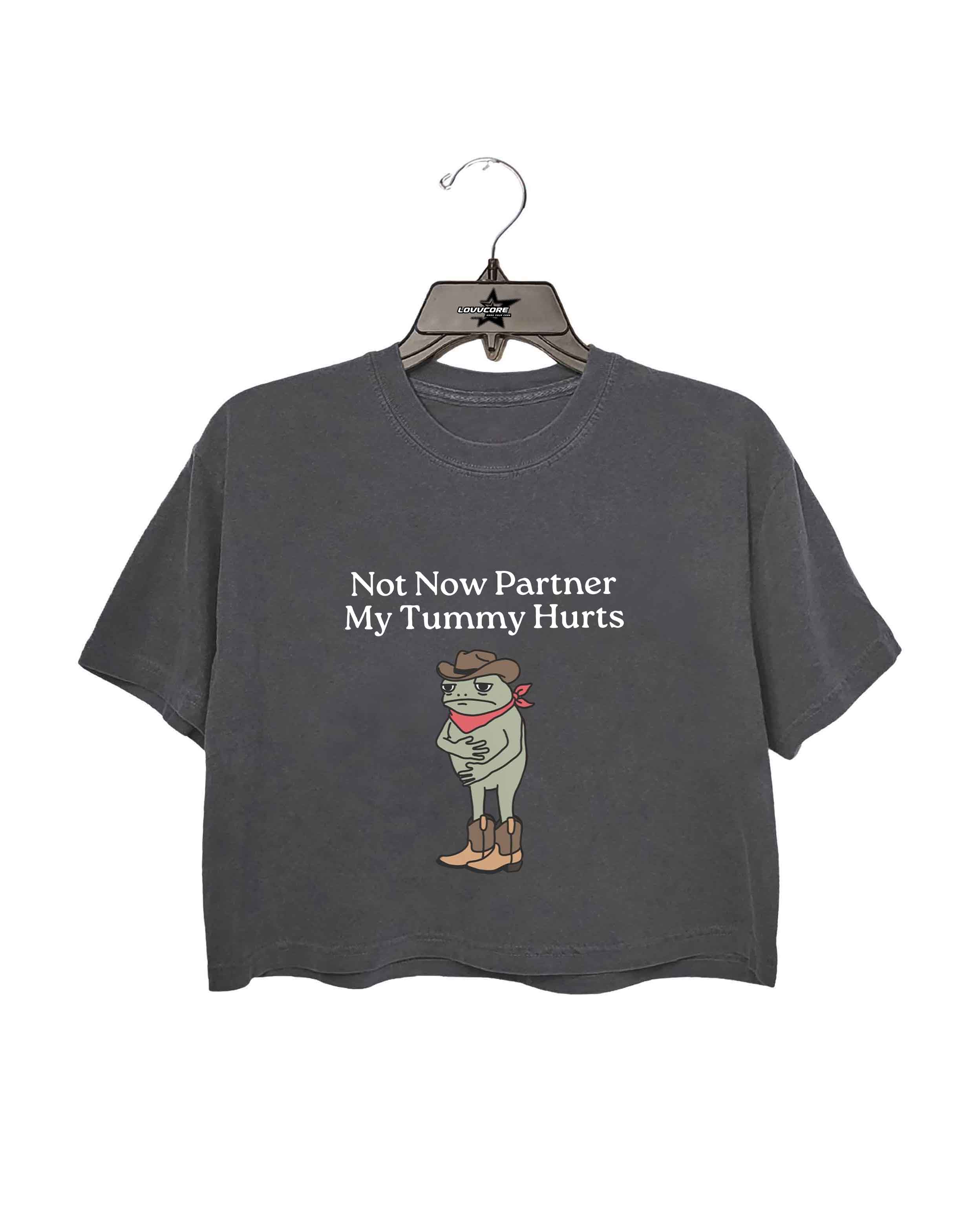 Not Now Partner My Tummy Hurts Crop Tee
