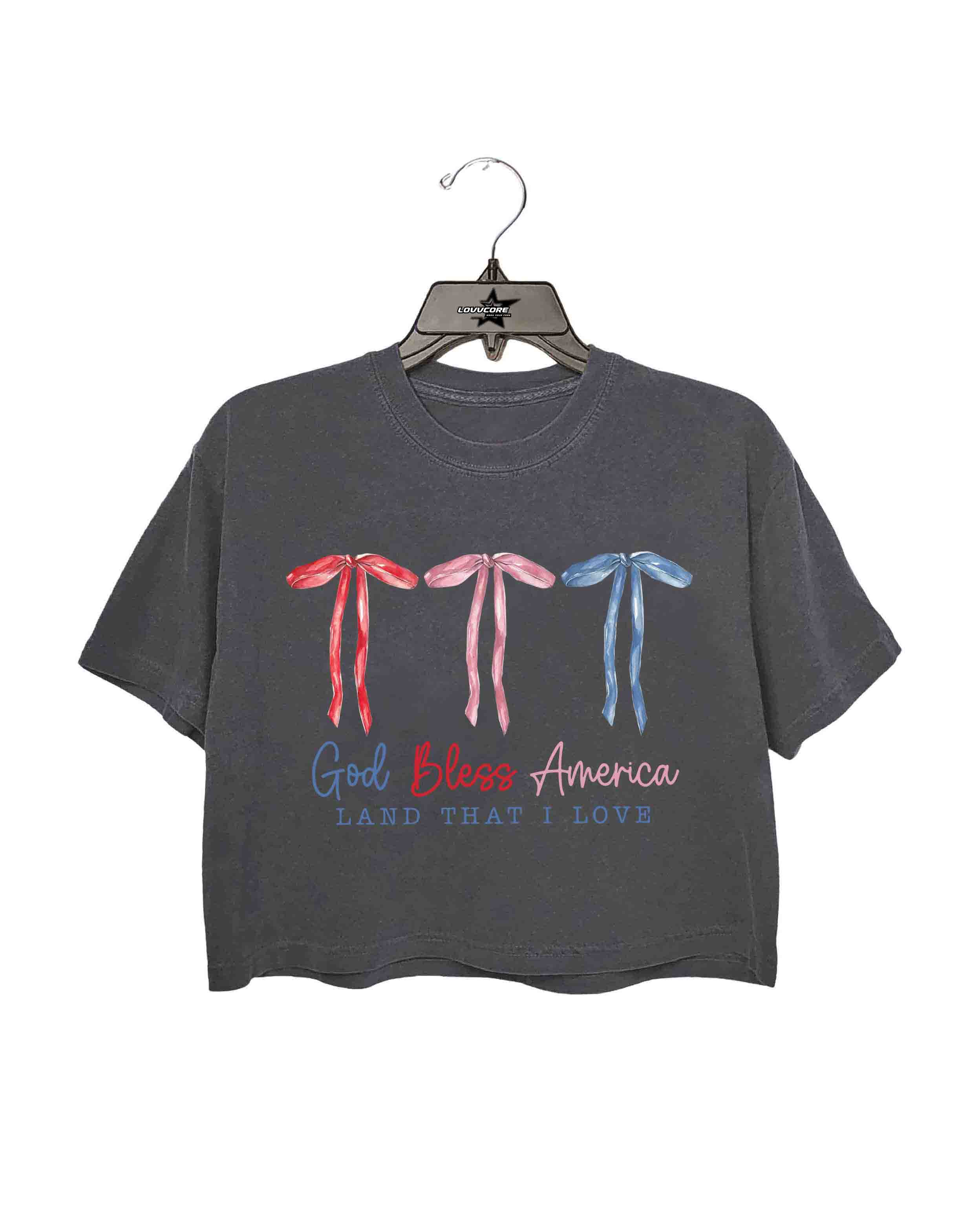 God Bless America Coquette Fourth of July Crop Tee