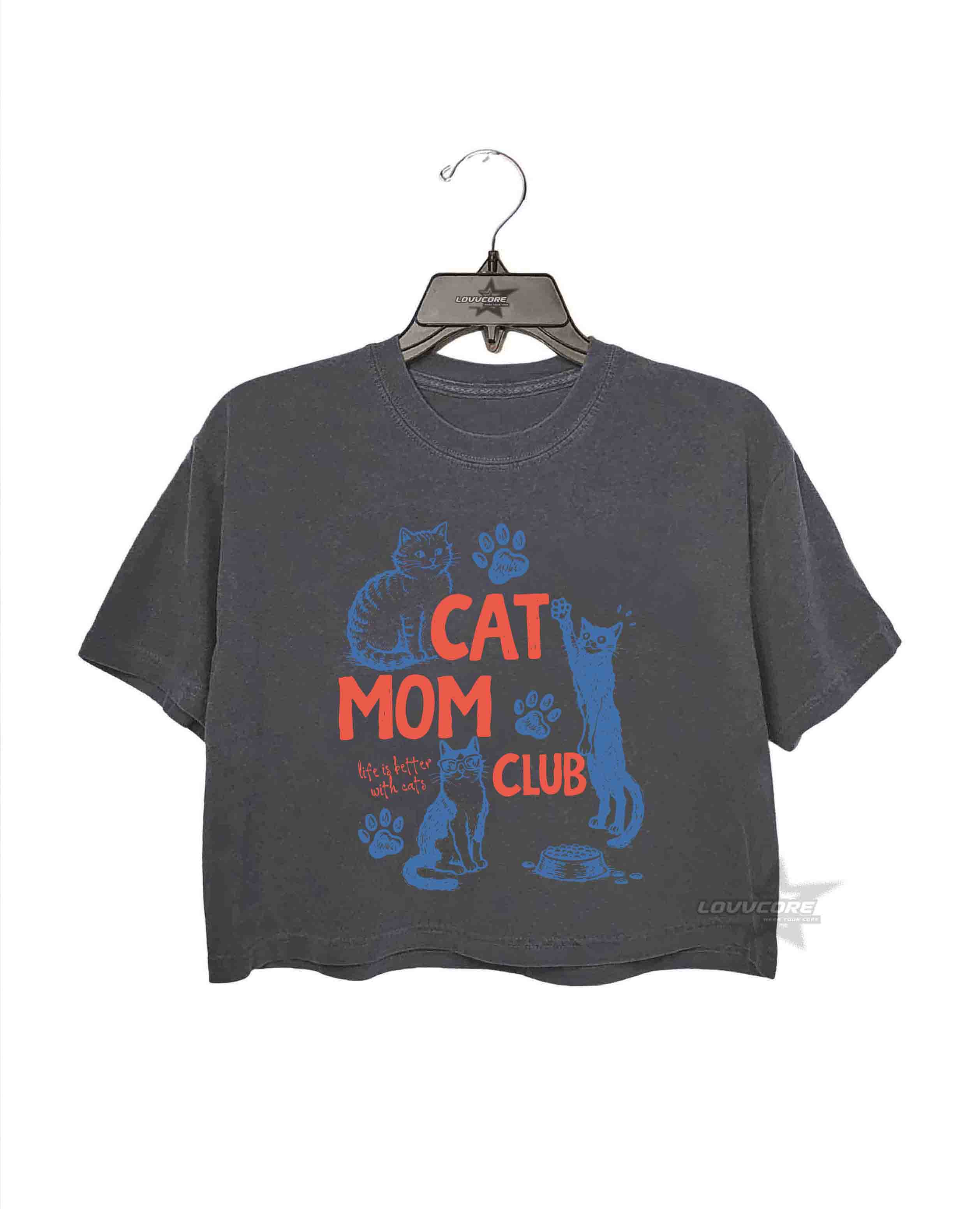 Cat Mom Club Cat Lover Crop Tee