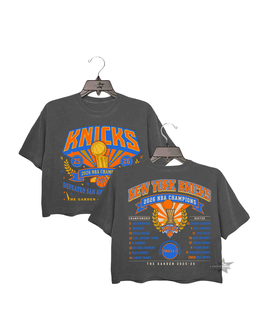 NY BBall Orange Blue Varsity Basketball Fan Crop Tee