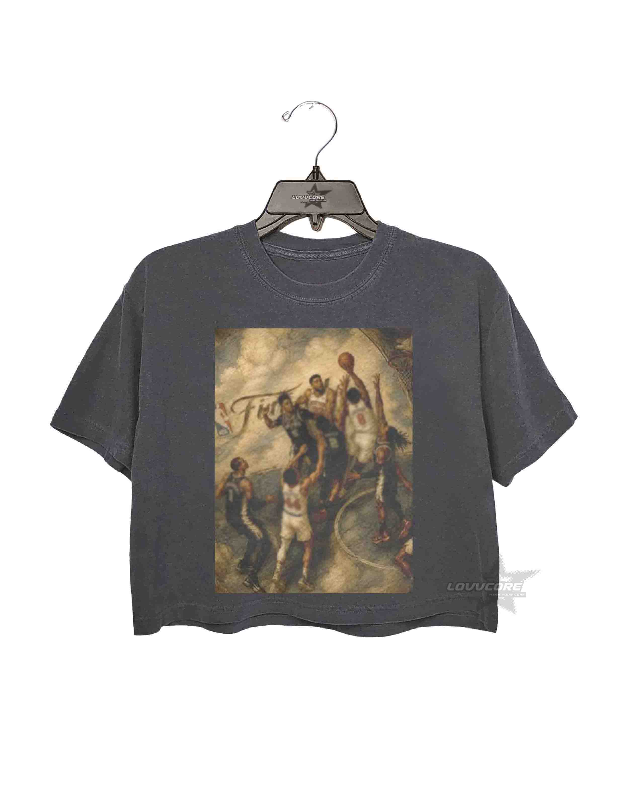 "Hand of God" Art Vintage NY Basketball Crop Tee