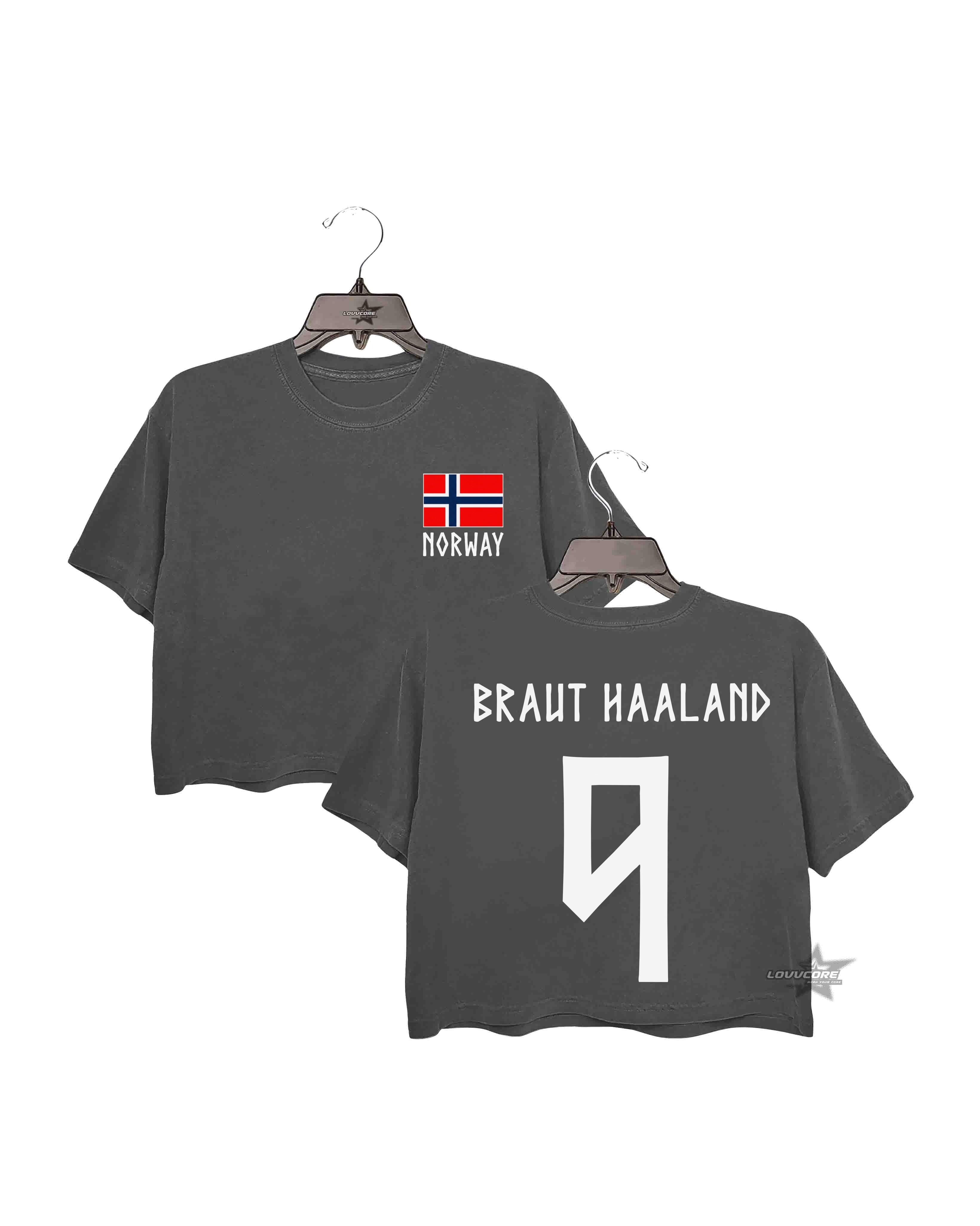 Retro Haaland 9 Norway Soccer Crop Tee